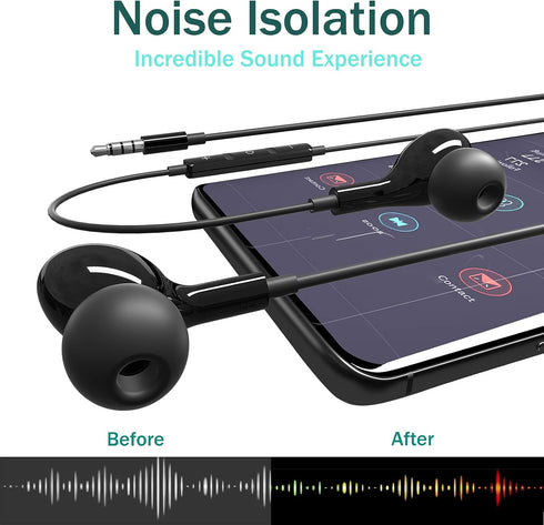 3.5mm Earbuds Wired with Mic for Samsung A14 A32 A15 A13 5G Wired in-Ear Headphones 3.5mm Headphone Jack Stereo Magnetic Earphones Wired for Samsu...