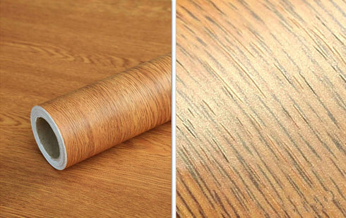 TOOLDECO Peel Stick Wood Grain Wallpaper Countertop Paper Funitures Decorative Vinyl Sticker (15.8X79Inch, Light orange shade) (15.8Inch*79Inch)...