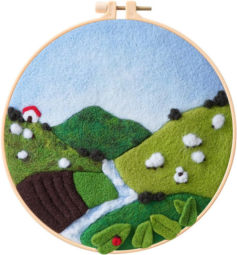 Feltsky Needle Felting Kit Landscape Framed in Embroidery Hoop 8" Craft for Mom Full Kit (Spring)...
