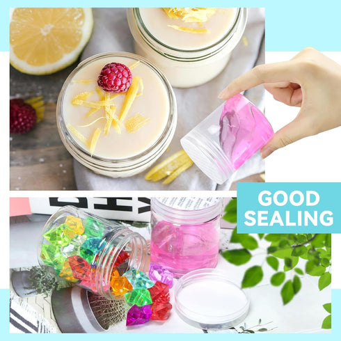 20 Pack Clear Plastic Jars with Lids, 4oz Empty Wide-Mouth Plastic Containers, Refillable Storage Containers for Cosmetics, Lotions, Butters and F...
