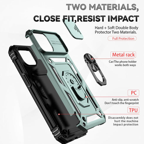 Hitaoyou Compatible with iPhone 15 Plus Case, iPhone 15 plus Case with Camera Cover & Kickstand Military Grade Shockproof Heavy Duty Protective Ma...