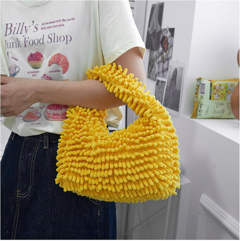 Fluffy Faux Fur Underarm Bag Fuzzy Shoulder Bag for Women Clutch Mini Plush Purse Cow Print Trendy Tote Handbag...