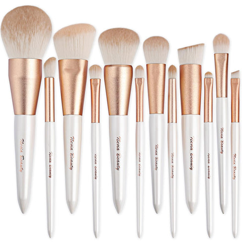 Makeup Brushes Set, EVRCHGIEA 12pcs Premium Eye Shadow, Eyebrows, Eyeliner, Concealer, Lip Liner?Foundation Makeup Brush White Travel Makeup Set,C...
