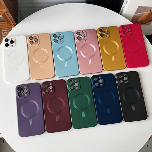 Magnetic case for iPhone 14 Pro Max Phone Case for Women, Matte Luxury Soft Metallic Luster Design with Camera Lens Protector, Compatible with Mag...