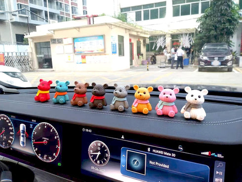 8Pcs Mini Resin Teddy Bear Figurines Cute Scarf Bears Desktop Ornaments Car Interior Decoration Garden FigurinesTiny Bear Statues Animals Sculptur...