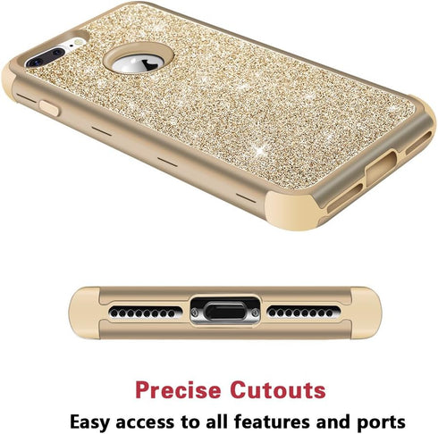 Hython Designed for iPhone 8 Plus, iPhone 7 Plus Case, Heavy Duty Defender Protective Bling Glitter Sparkle Hard Shell Hybrid Shockproof Rubber Bu...