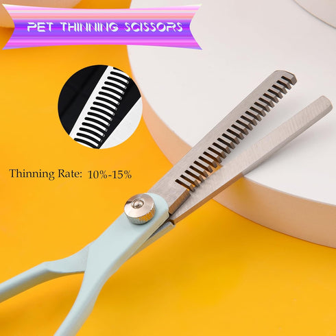Grooming Scissors for Dogs at Home, Fcysy Professional Dog Grooming Kit Tijeras Para Cortar Pelo De Perros, Cat Grooming Scissors Curved Haircut S...