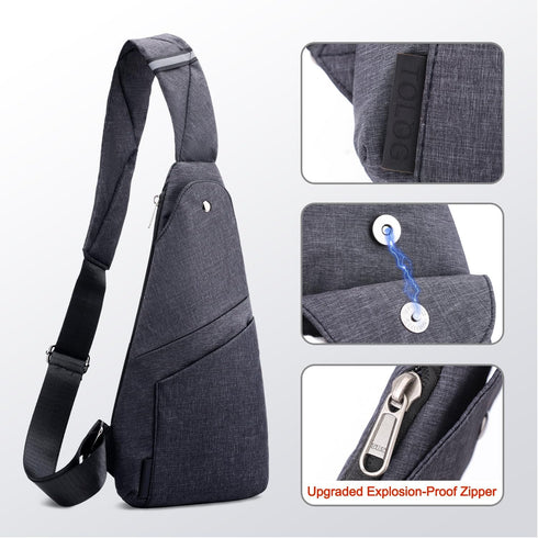Sling Bag Anti-Thief Crossbody Personal Pocket Bag Lightweight Chest Shoulder Backpack for Travel Hiking (Dark Grey)...