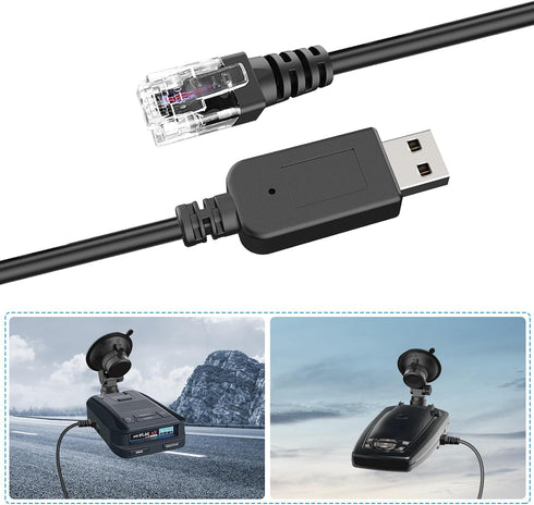 Radar Detector Cable, USB to RJ11 Plug Cable,Replacement Power Line of Radar Detector,for Uniden Escort Beltronics Radar Detector, 9.84 ft...