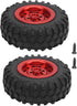 55mm/2.2in 1/10 Scale Rubber Tires & Wheel Rims AntiSkid Fit for D12 Model Parts (Red R)...
