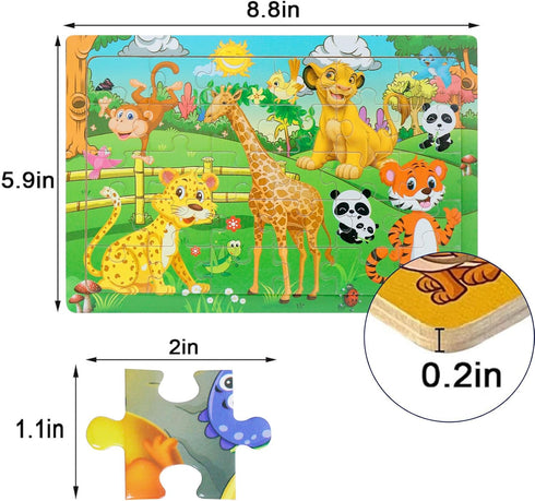 Wooden Jigsaw Puzzles for Kids Ages 3-5 Year Old, 6 Pack 30 Pieces Kids Puzzles Colorful Preschool Educational Learning Toys Present Set for Toddl...