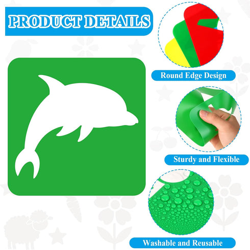 36pcs Drawing Stencils for Kids 8 Inch Sidewalk Chalk Stencils Painting Large Washable Reusable Learning Themed Primary Shape Template for Kids To...