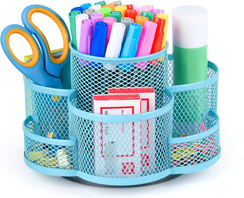Pen Holder for Desk, Rotating Pencil Holder, Cup Holder for Desk Office Pen Organizer in Blue...