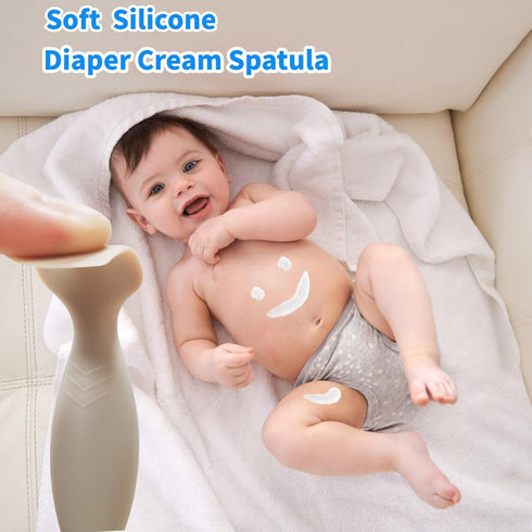 4 Pack Mini Baby Diaper Cream Spatula Applicator, Soft Silicone Baby Butt Paste Spatula Diaper Cream Brush with Suction Cup Base (Brown, Blue, Pin...
