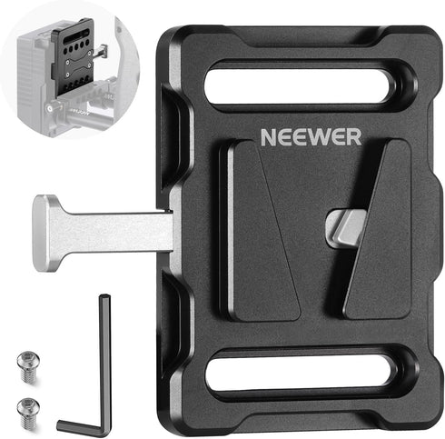 NEEWER Mini V Mount Battery Plate with 1/4" Thread and Quick Release Button, Compatible with FXLION Sony NEEWER V Mount Batteries and 15mm Rod Cla...