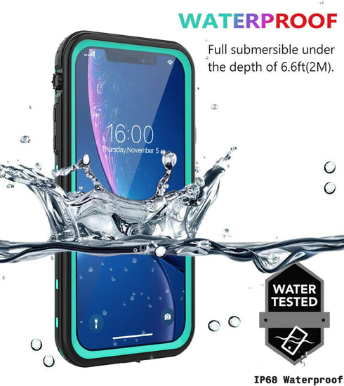 Diverbox for iPhone Xr Case Waterproof,Shockproof Dustproof IP68 Full-Body Sturdy with Kickstand Case Built-in Screen Protector,Underwater Full Se...