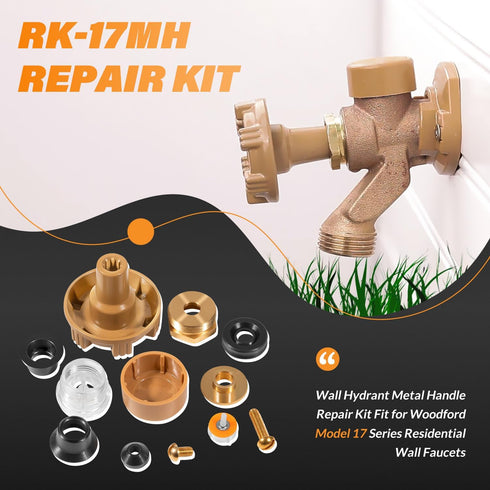 Replace for RK-17MH Repair Kit, Wall Hydrant Metal Handle Repair Kit, fit for Woodford Model 17 Residential Wall Faucet (12 Pcs)...