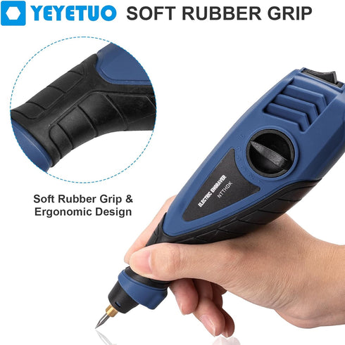 25W Engraving Pen, 6 Speed Power Engraving Tool, Handheld Engraver Pen with Tungsten Carbide Steel Bits for Wood Metal Glass Professional Etching ...