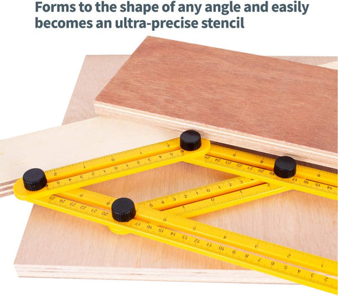 POWERTEC Multi Angle Measuring Ruler for Woodworking, Crafting, Construction, Flooring & Tile Cutting, ABS Plastic Angle Finder, Template & Layout...