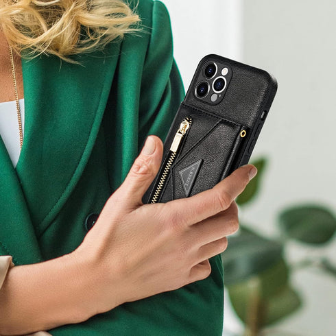 SZHAIYU Wallet Crossbody for iPhone 13 Pro Max Phone Case with Lanyard Strap Credit Card Holder 6.7'', PU Leather Protective Handbag Zipper Purse ...