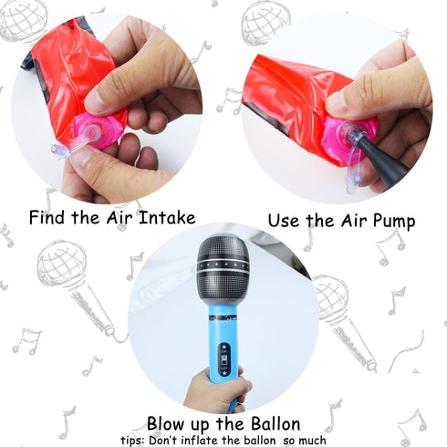 10 PCS Inflatable Microphones Blow up Microphone, Plastic Microphone Toy, for Sing Birthday Party Decorations, Musical Concert Themed Party Suppli...