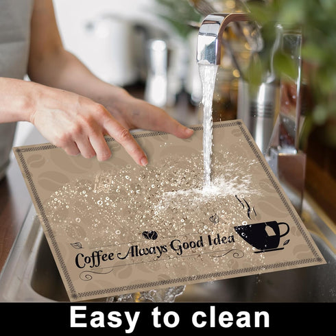 6Pcs Coffee Bar Mat Plastic Coffee Bar Accessories Decorations Under Coffee Maker Mat Supplies Coffee Machine Placemat Essentials Must Haves for C...