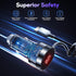 USB C Car Charger, 75W Metal 3-Port Super Fast Car Charger Adapter PD & QC3.0 Built-in 6ft Type C Coiled Cable for Samsung Galaxy S22/21 iPhone iP...