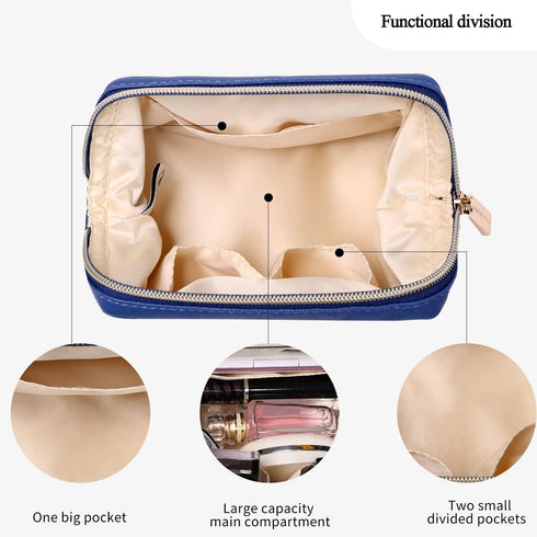 Angelina's Palace Vegan Leather Waterproof Travel Cosmetic Bag Toiletry Organizer Makeup Pouches(dark chambray)......
