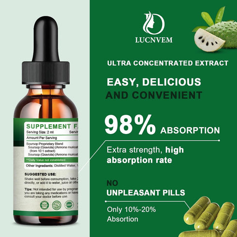 (2 Pack) Soursop Graviola Liquid Drops 2000mg, Natural Antioxidant, Cell Support & Regeneration, Immune Boost, Soursop Bitters Liquid, Non-GMO, Ve...