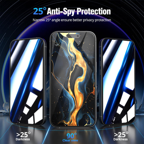 for iPhone 15 Pro Privacy Screen Protector, Auto-Alignment,Auto-Dust Removal,10X Stronger with Reinforced Edges Anti-Spy,Scratch & Smudge-Resistan...