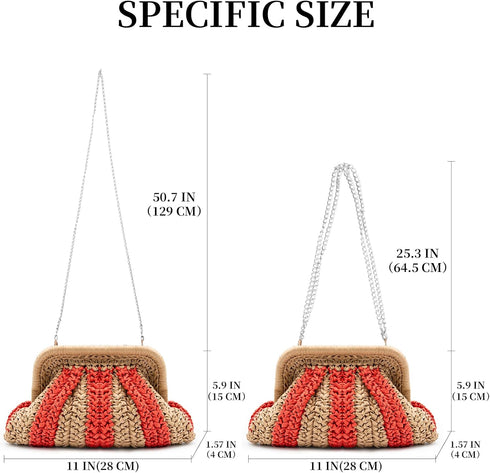 Colorblock Straw Clutch Purses Straw Crossbody Bags for Women Woven Purse Straw Beach Handbags Cloud Dumpling Pouch...