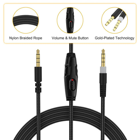 Cloud Alpha Cable Replacement Audio Cable Cord Compatible with HyperX Cloud Alpha Cloud Mix Gaming headsets with Mute & Volume Control, 4.9FT/1.5m...