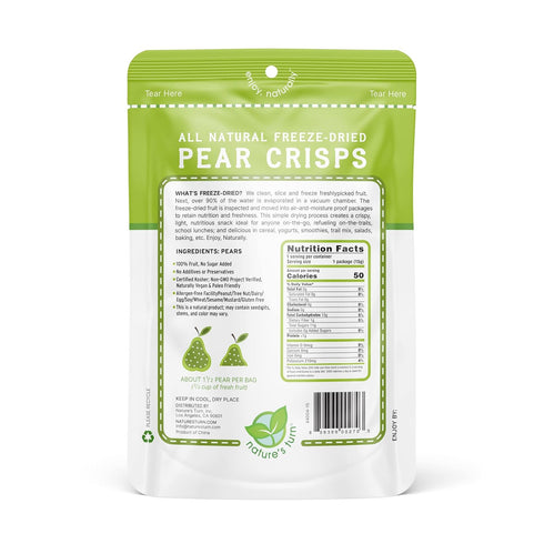 Nature’s Turn Freeze-Dried Pear Crisps – Healthy, Gluten-Free, Crispy & Delicious, Plant-Based Snack, Ideal for Cereal, Smoothies, School Lunches,...