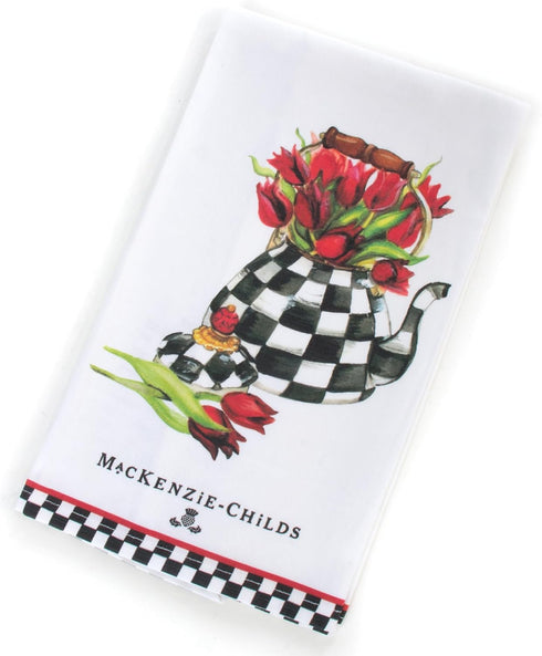 MACKENZIE-CHILDS Cotton Dish Towel, Cute Decorative Kitchen Dish Towel for Cleaning and Home Decor, Set of 1, Tulip Tea Kettle...