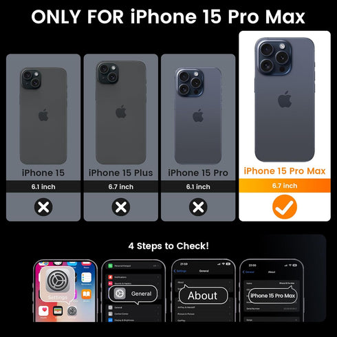 Goton for iPhone 15 Pro Max Case with Screen Protector - Slide Camera Cover Protective Phone Case with Ring Stand, Heavy Duty Shockproof Rugged Bu...