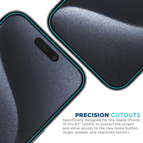 Tech Armor Screen Protector for iPhone 15 Pro 6.1 inch - Ballistic Tempered Glass, Case Friendly, Sensor Protection, HD, 9H Hardness, 3 Pack + Bon...
