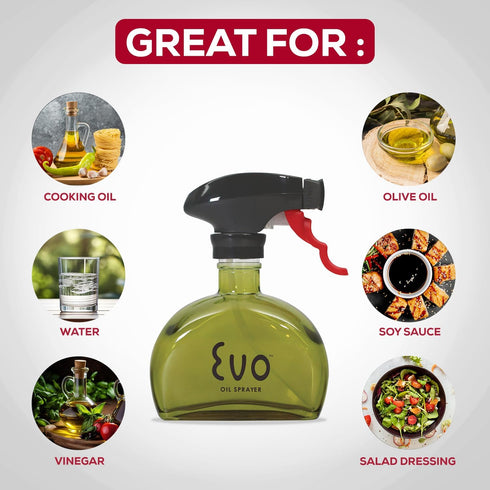 Evo Oil Sprayer Glass, Non-Aerosol for Olive, Cooking Oils, and Vinegars, Green, 6-Ounce Capacity...