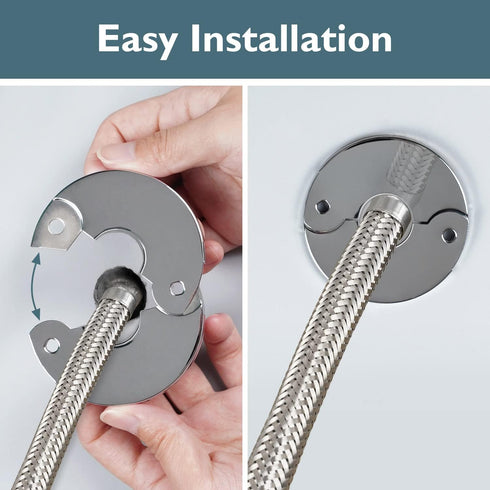 Plumbing Cover Plates, Escutcheon plate, Stainless Split Flange, Hinged Floor and Ceiling Plates for than 21mm Dia Pipe (Fits 1/2 Inch IPS), Chrom...