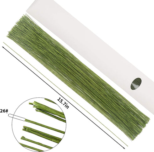 CCINEE 26 Gauge Dark Green Floral Wire Stem for Flower Arrangement Craft Supply,16 Inch,200PCS...