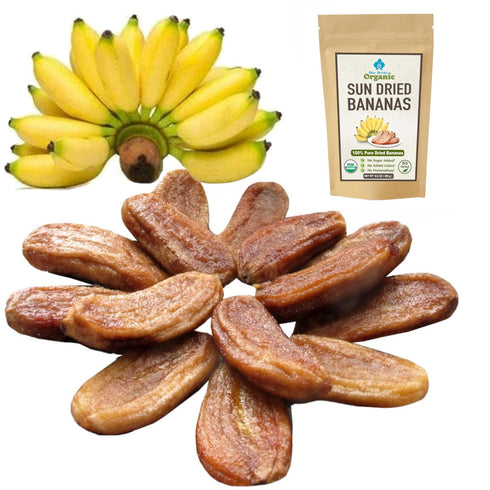 Organic Sun Dried Whole Bananas | No Sugar Added | No Preservatives | Unsulfured | Soft and Chewy Little Bananas | Thai Natural Fruit Snacks | Sup...