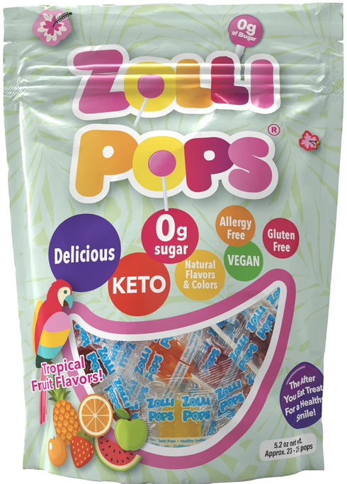 Zollipops The Clean Teeth Pops, Anti Cavity Lollipops, Delicious Flavors, Tropical, 5.2 Ounce ( Package May Vary)...