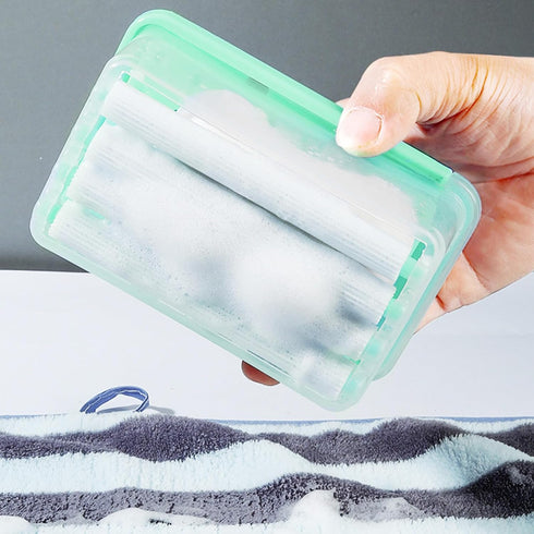 Clothes Cleaning Brush Soap Dispenser Foaming Box Multifunctional Scrubbing Brush Soap Saver Reusable Washing Brush for Laundry Shoes Carpet (Blue...