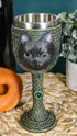 Ebros Wicca Mystical Witching Hour Black Cat Wine Goblet 7oz Feline Cats Celtic Wine Knotwork Beverage Chalice Goblet Cup With Green Gems...