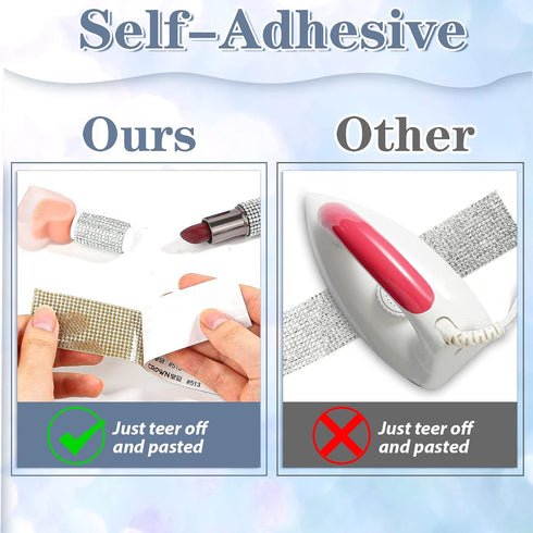 Cludoo 10 Rolls Rhinestone Ribbons,10 Yard Silver Self Adhesive Rhinestone Strips, Bling Diamond Rhinestone Ribbon Roll Tape Wrap, Rhinestones Sti...