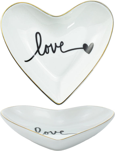CHOOLD Original Ceramic Heart Shape Ring Dish Holder Jewelry Tray Dish Trinket Holder Jewelry Holder Home Decor Dish Wedding Birthday Xmas Gift...