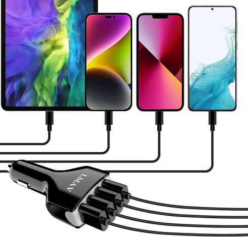 Car Charger Adapter, 4 Ports Multi USB Car Charger, QC 3.0 Fast Car Phone Charger Compatible with all Smartphone.Black...