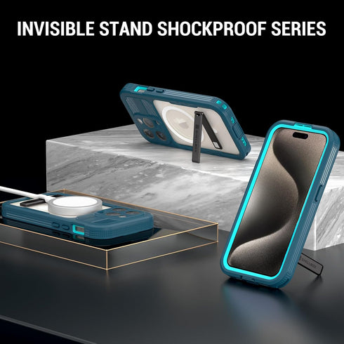 Compatible with iPhone 15 Pro Max Waterproof Case with Stand, Shockproof Dust-Proof Phone Case with Built in Screen Protector, Full Body Protectiv...