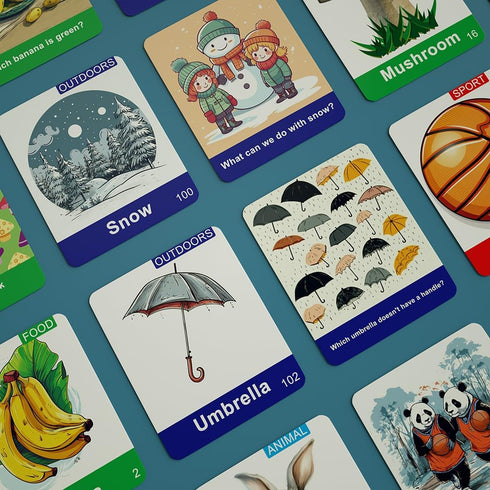 104 Kids & Toddler Flash Cards - 208 Sides - Learn Objects & Play Games Flashcards - Food Animal Toddler Learning Educational Toys Flash Cards 2 3...