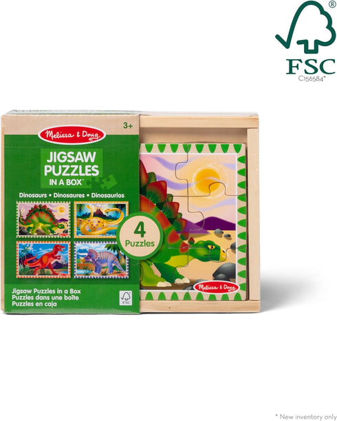 Melissa & Doug Dinosaurs 4-in-1 Wooden Jigsaw Puzzles in a Storage Box (48 pcs) - FSC Certified...