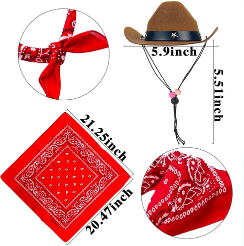 Pet Cowboy Hat Bandana Costume, Funny Dog Cat Costume Accessories Set West Cowboy Accessories for Mexican Birthday and Holiday Party Daily Wearing...
